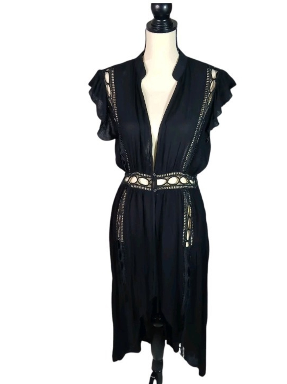 NWT Rue21 Boho Whimsigoth Black Eyelet   Duster Swim Cover W/ Cut-out Detail